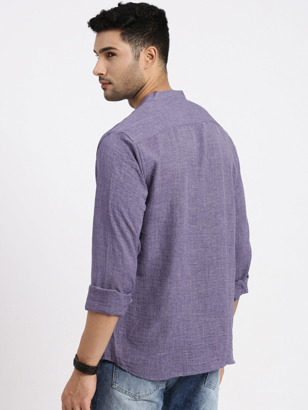 Men Purple Solid Slim Fit Shirt