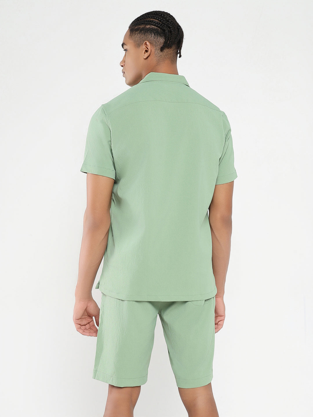 Men Green Solid Co Ords Set