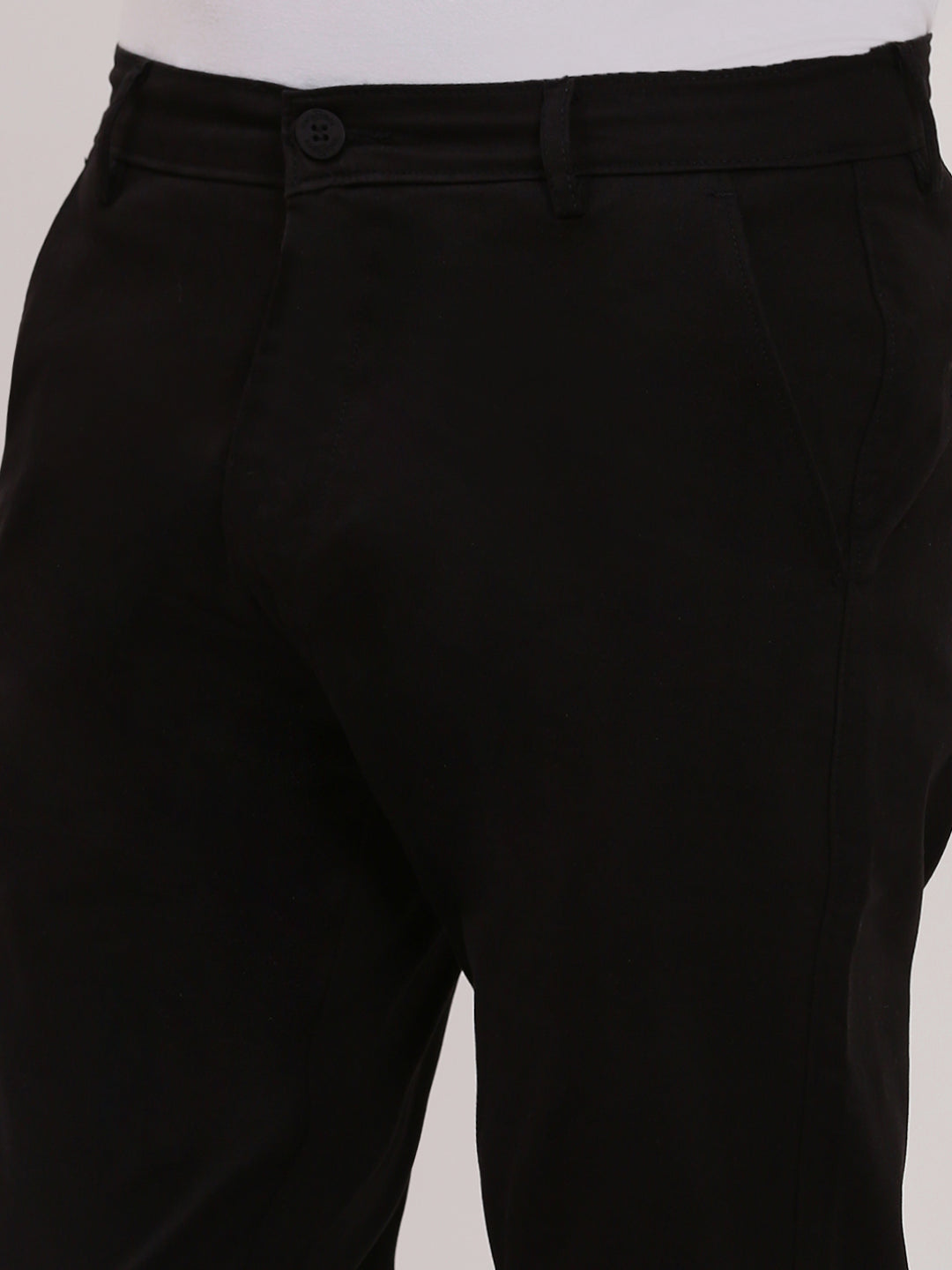 Men Black Solid Trousers