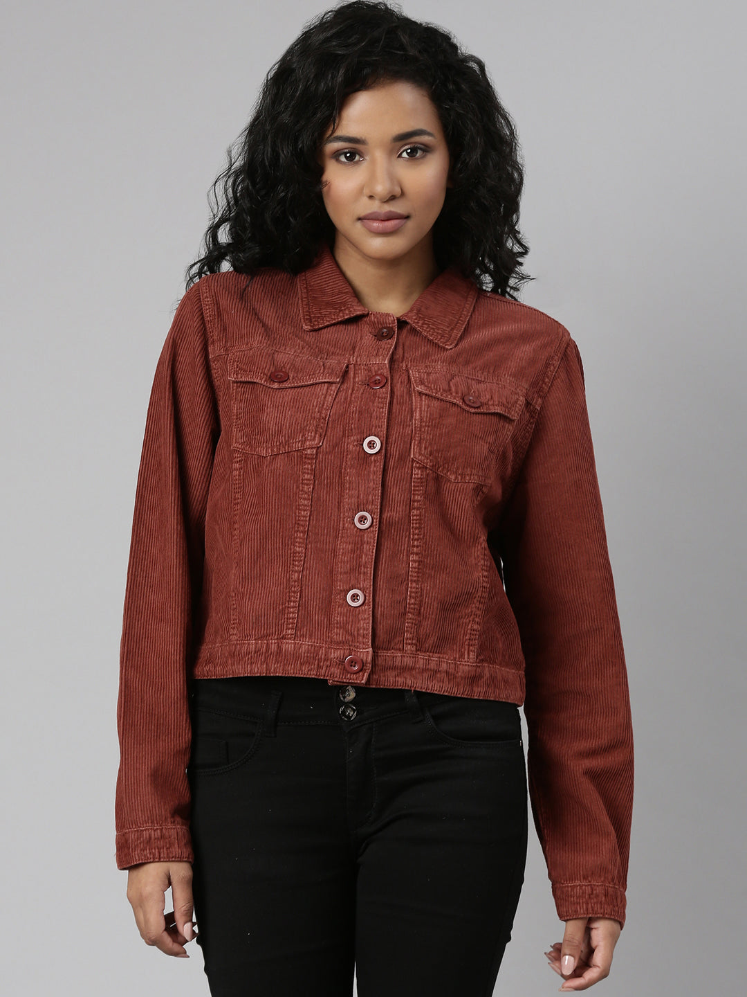 Women Rust Solid Tailored Jacket