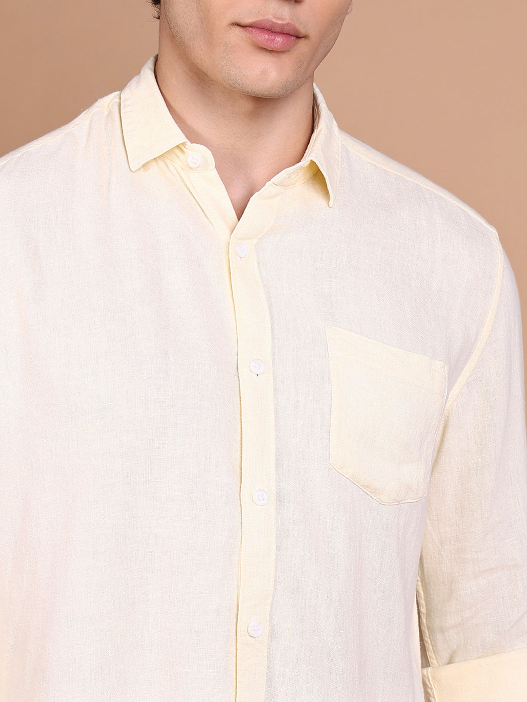 Men Yellow Solid Shirt