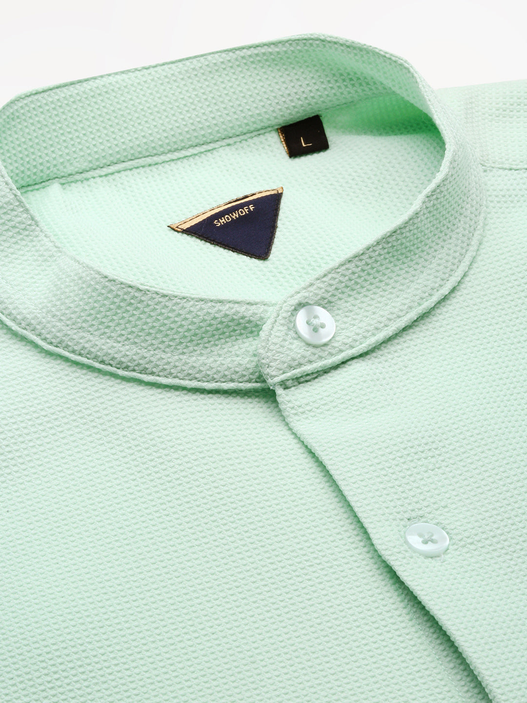 Men Sea Green Solid Slim Fit Shirt