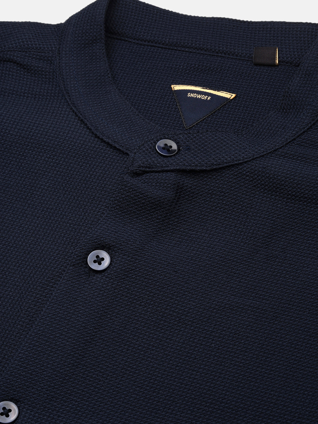 Men Navy Blue Solid Slim Fit Shirt