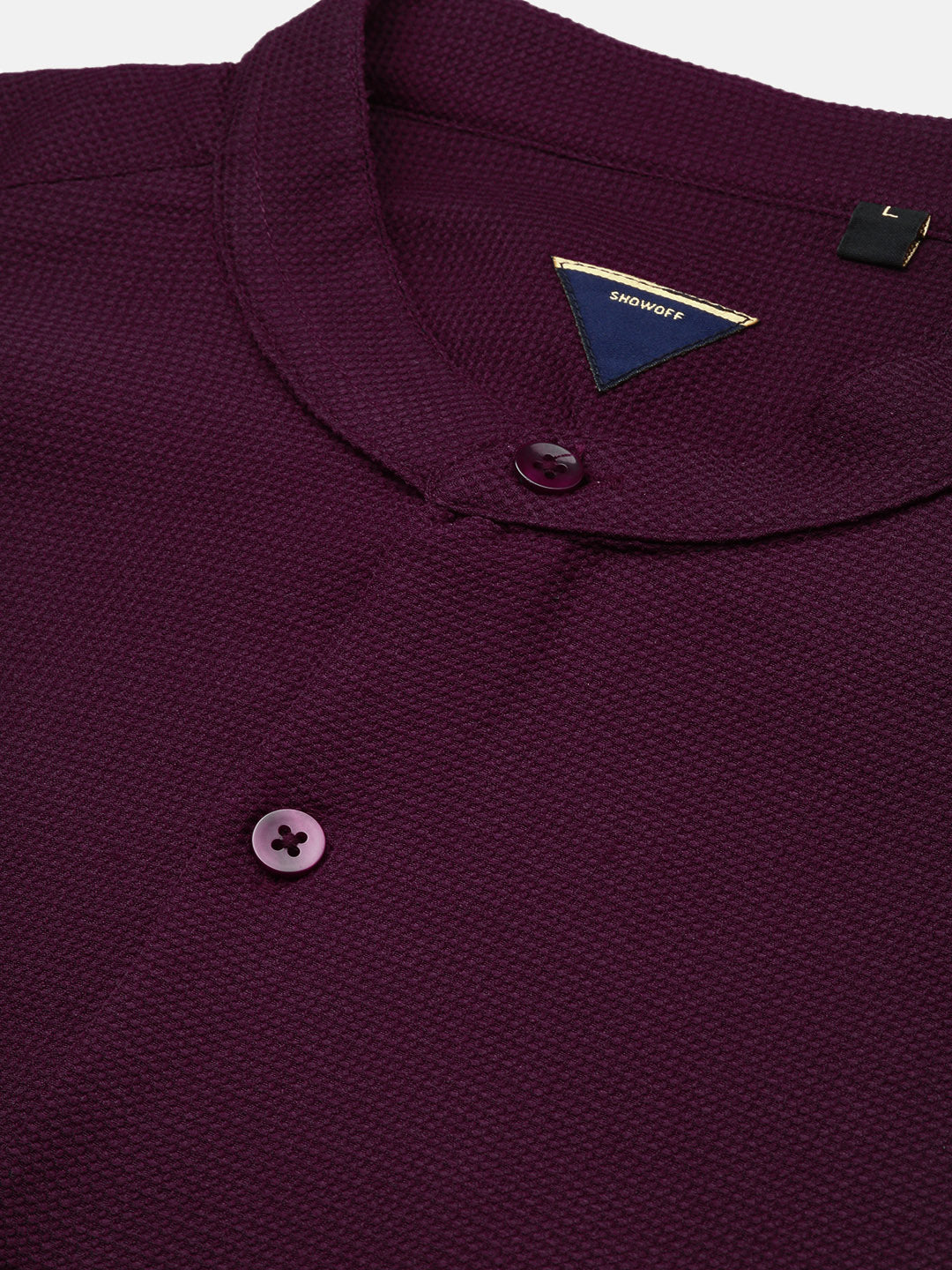 Men Purple Solid Slim Fit Shirt