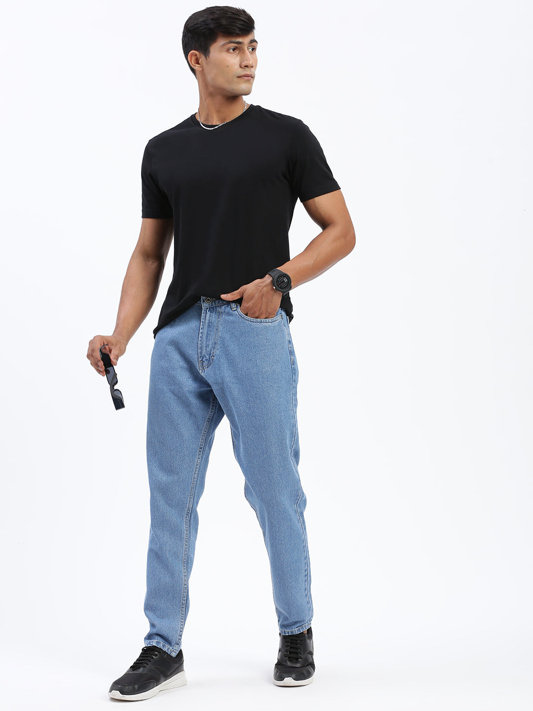 Men Blue Regular Fit Cropped Jeans