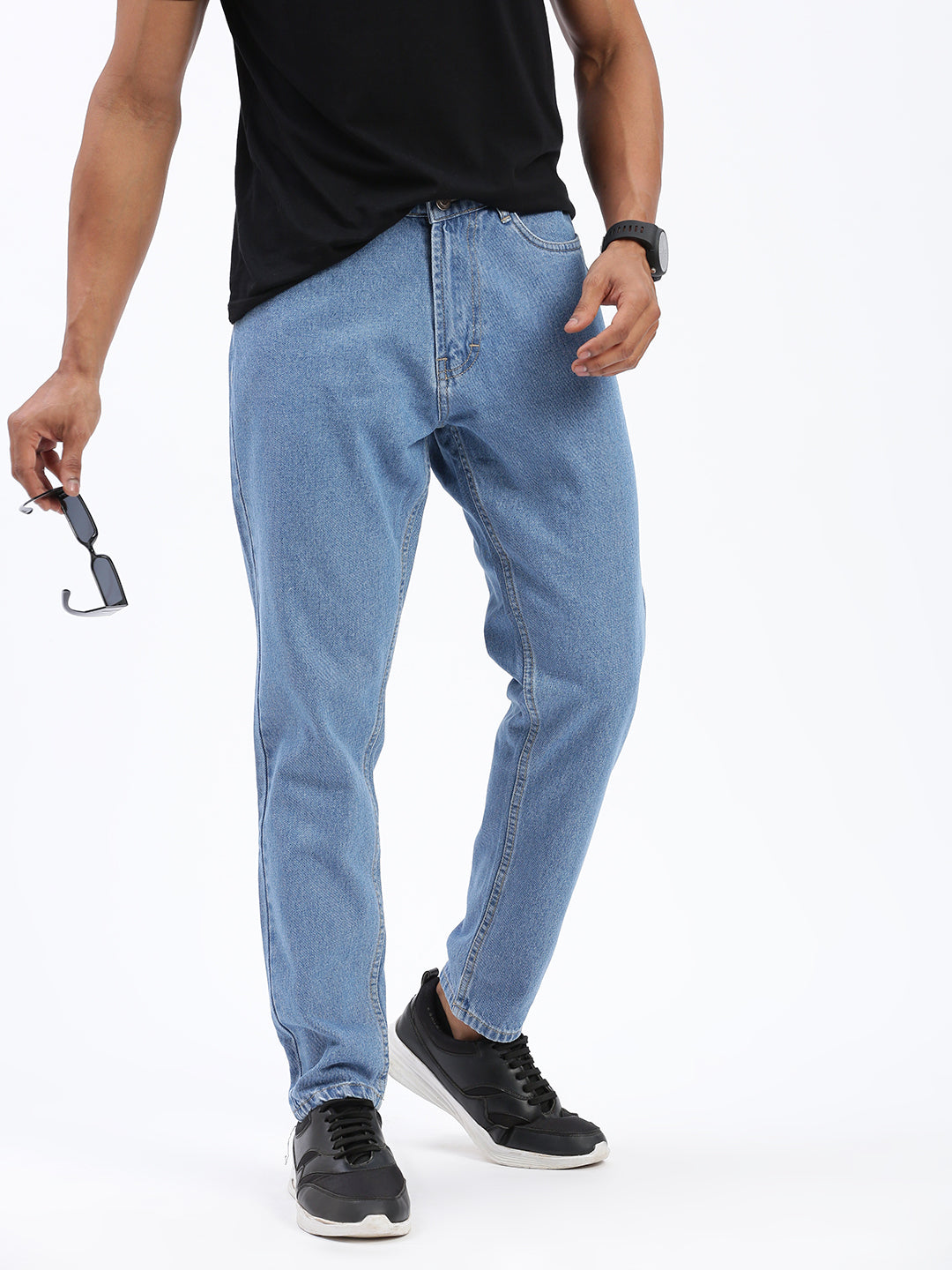 Men Blue Regular Fit Cropped Jeans