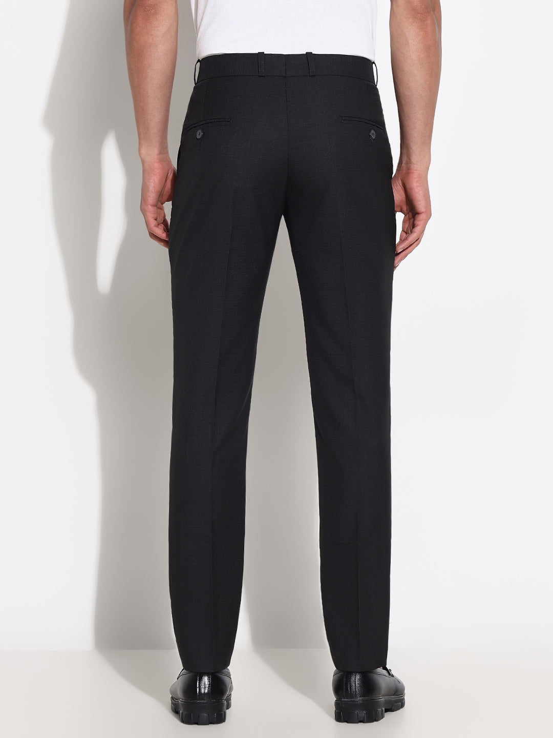 Men Black Solid Formal Trousers