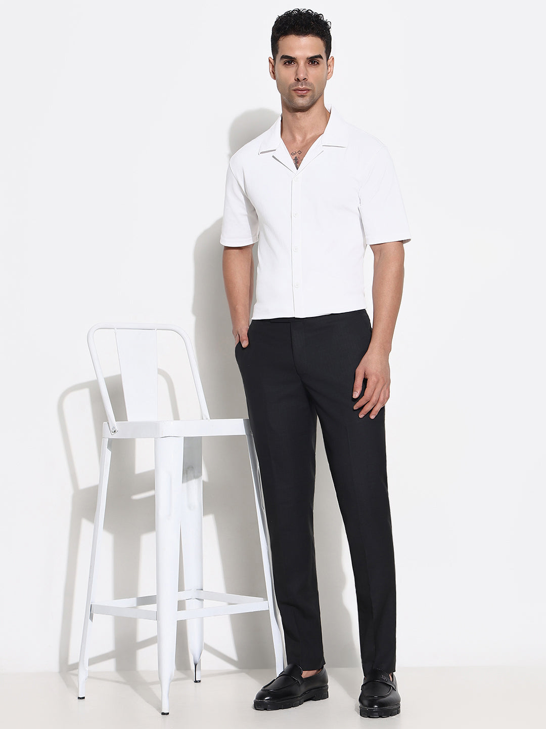 Men Black Solid Formal Trousers