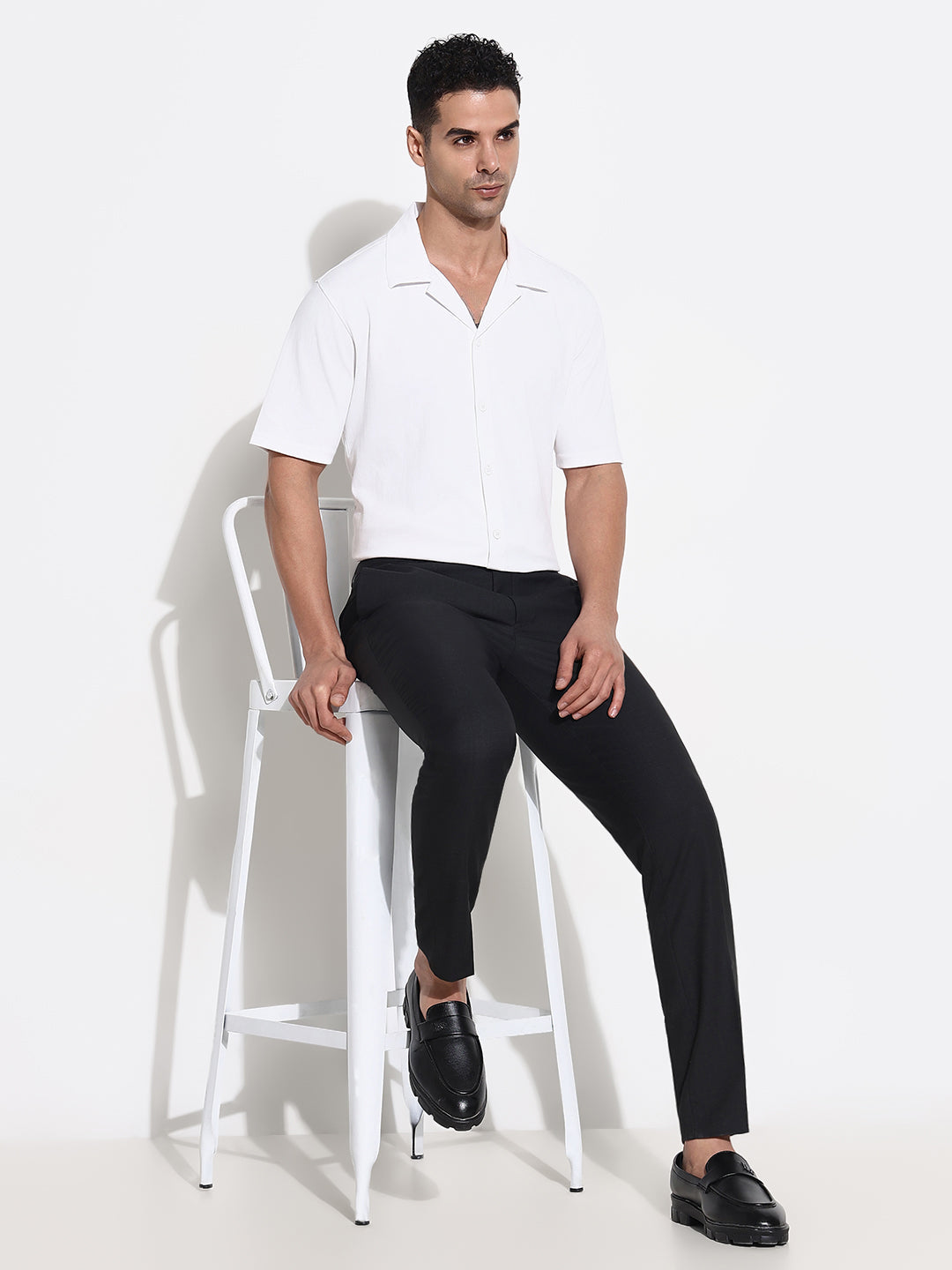 Men Black Solid Formal Trousers