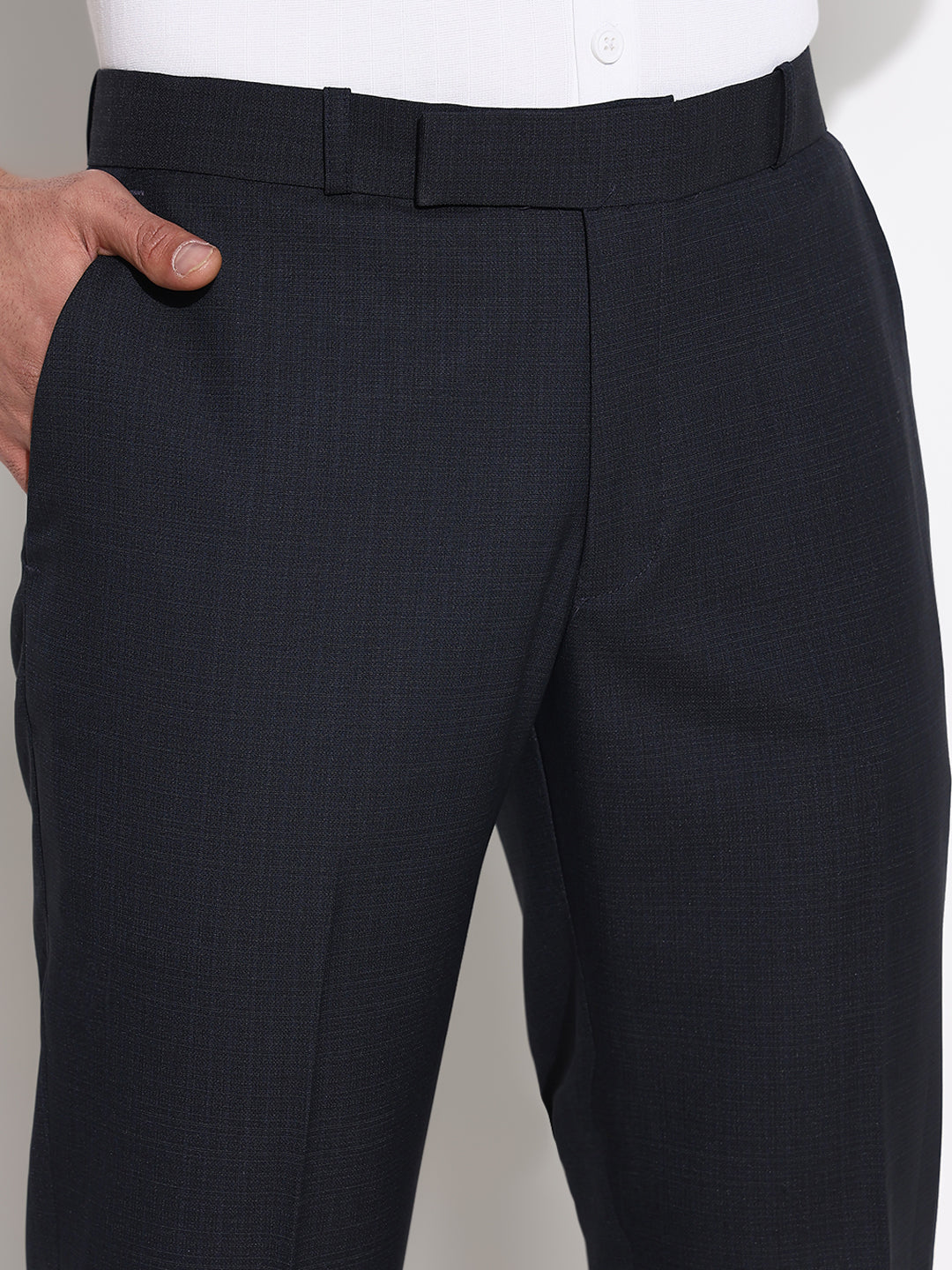 Men Charcoal Solid Formal Trousers