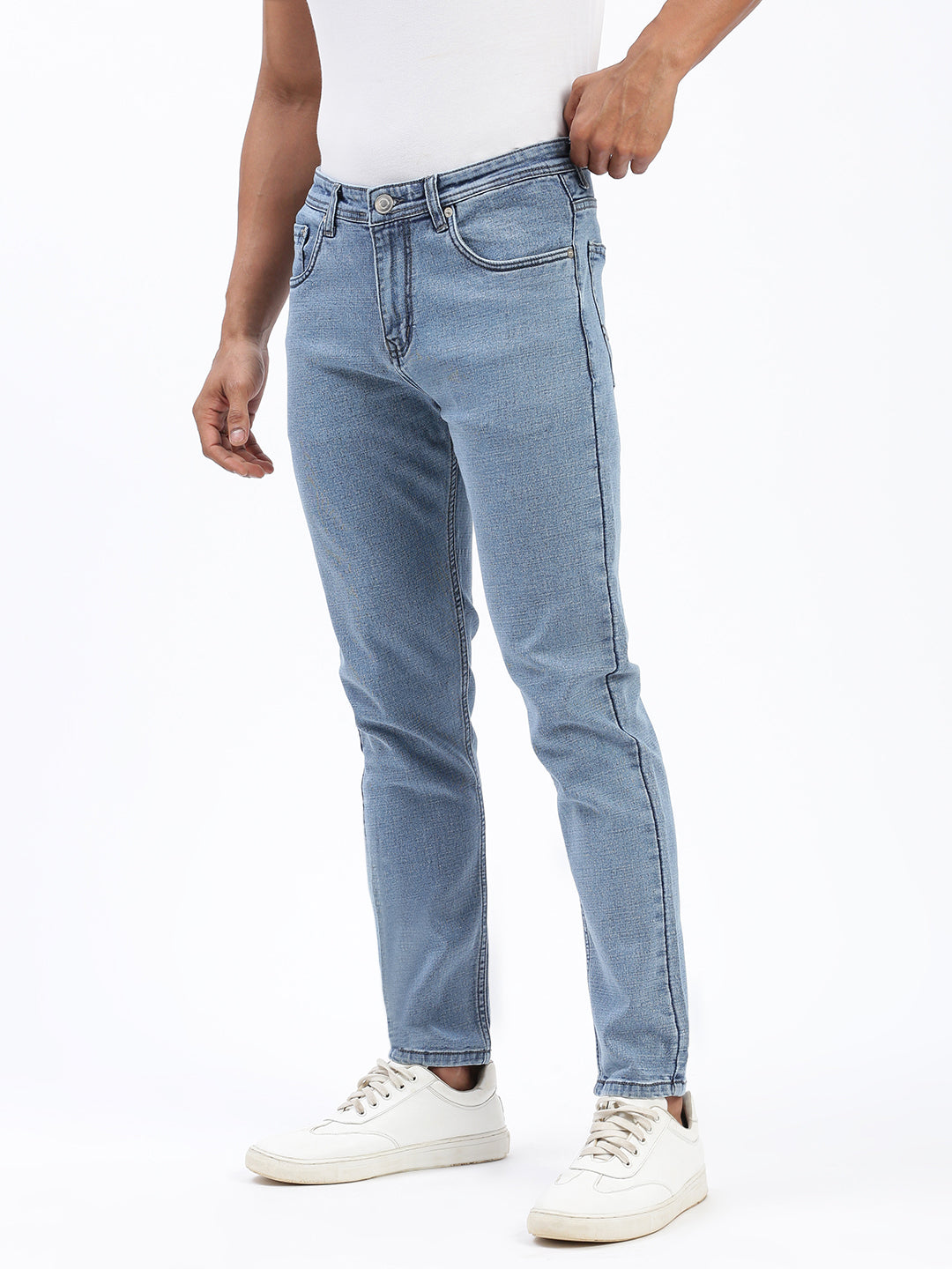 Men Blue Slim Fit Cropped Jeans