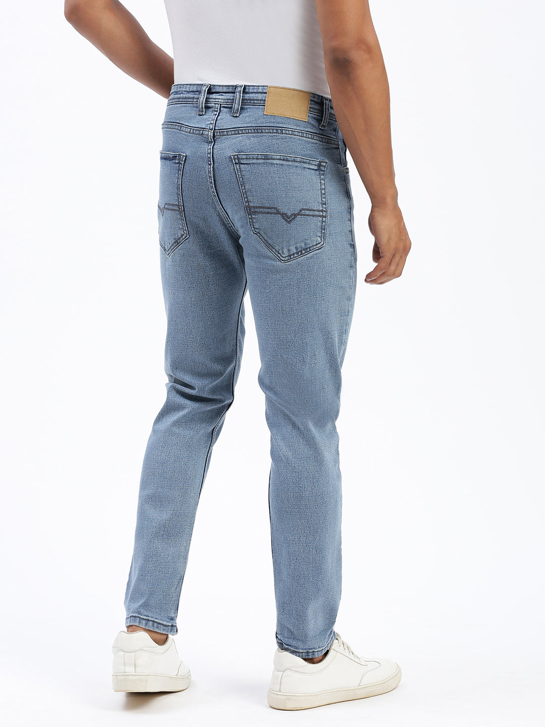 Men Blue Slim Fit Cropped Jeans