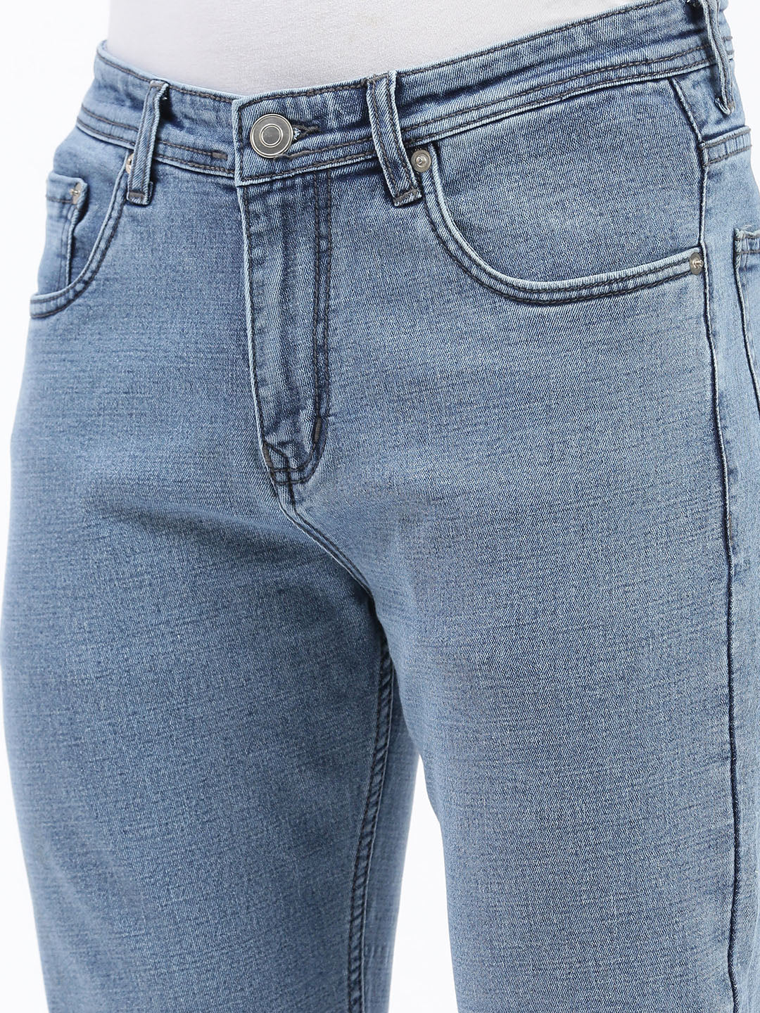 Men Blue Slim Fit Cropped Jeans