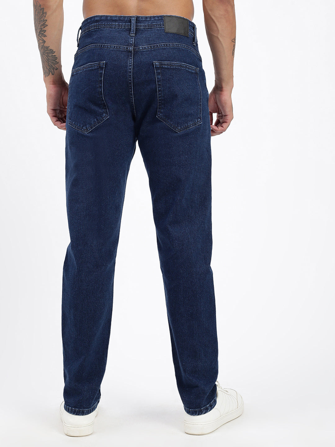 Men Navy Blue Slim Fit Cropped Jeans