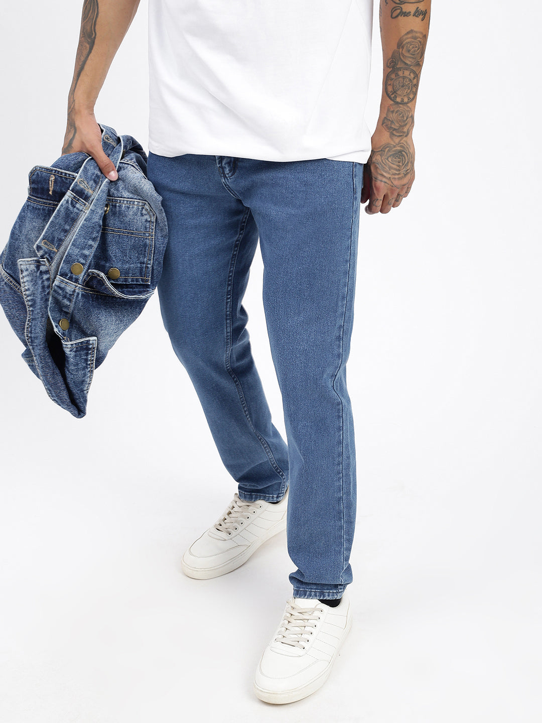 Men Blue Slim Fit Cropped Jeans