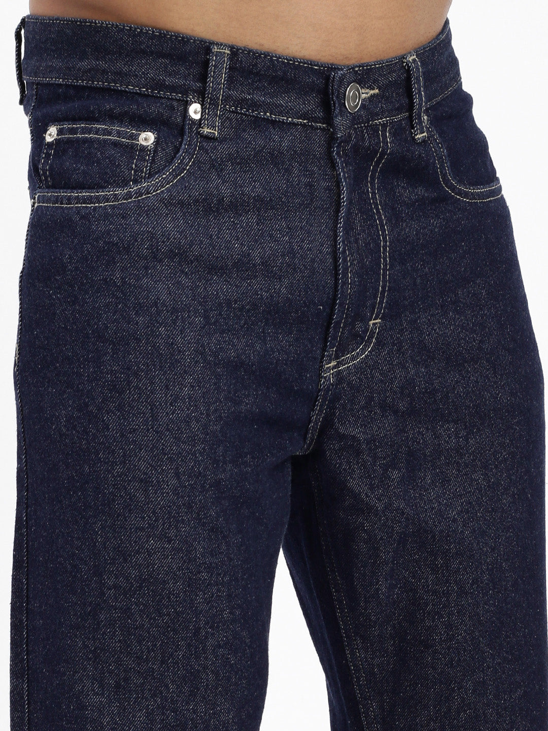 Men Navy Blue Slim Fit Cropped Jeans