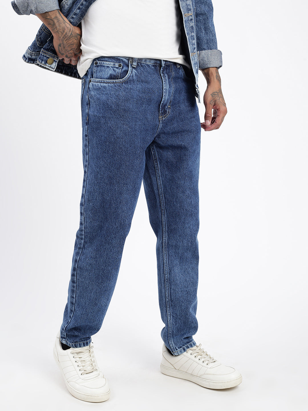 Men Blue Slim Fit Cropped Jeans