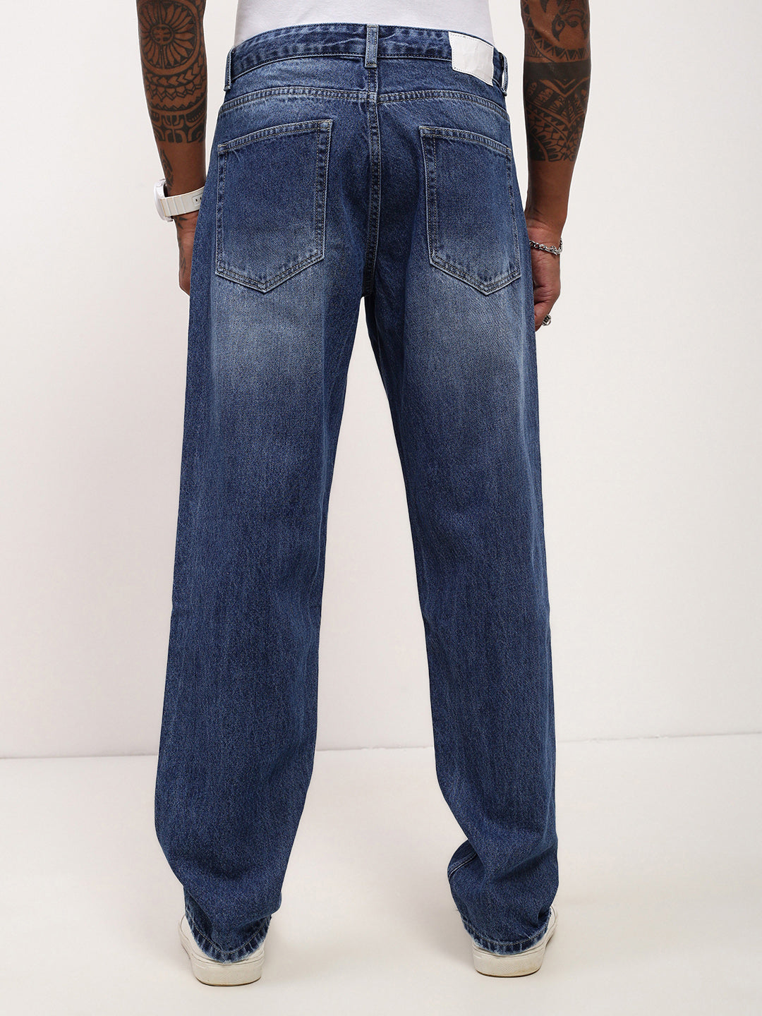 Men Blue Solid Baggy Jeans