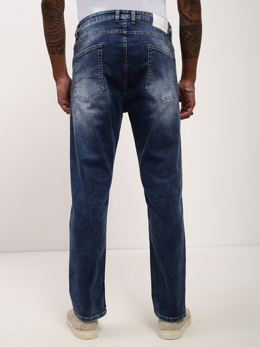 Men Blue Solid Straight Fit Jeans