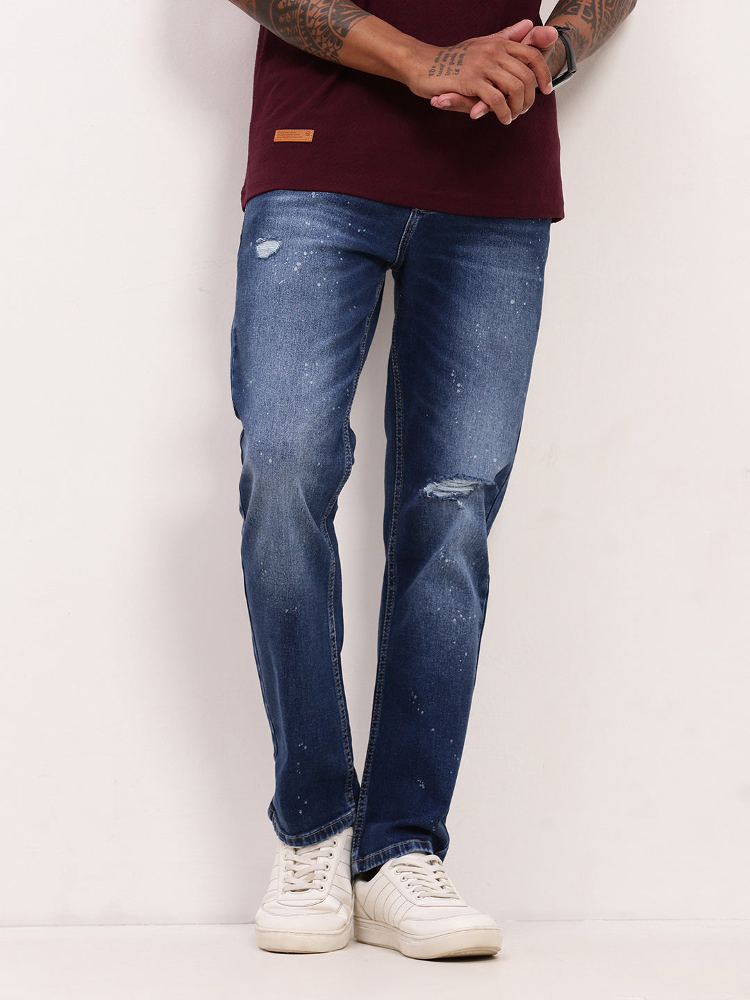 Men Blue Solid Straight Fit Jeans