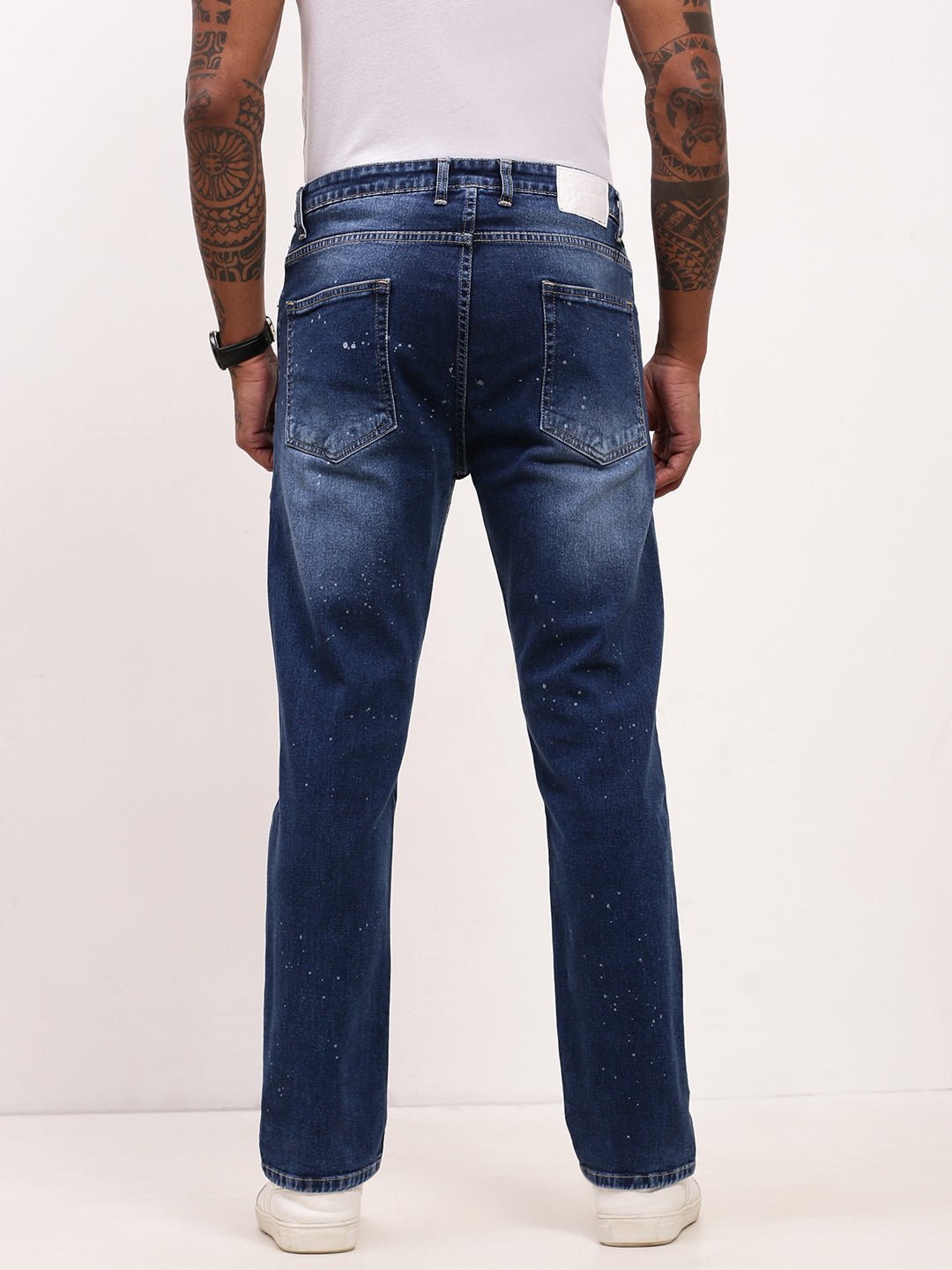 Men Blue Solid Straight Fit Jeans