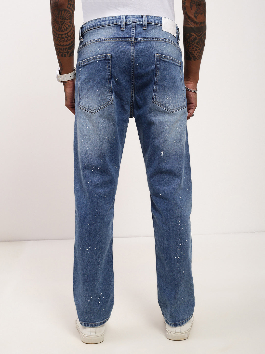 Men Blue Solid Straight Fit Jeans