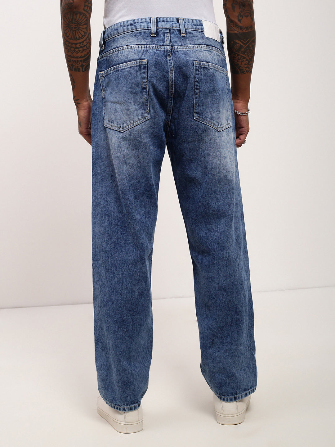 Men Blue Solid Baggy Jeans