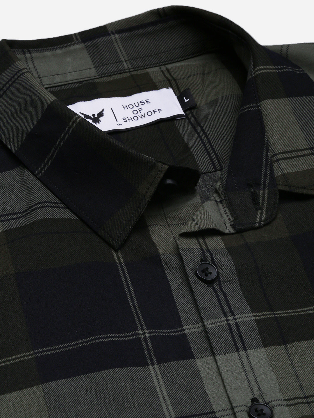 Men Checked Green Slim Fit Shirt