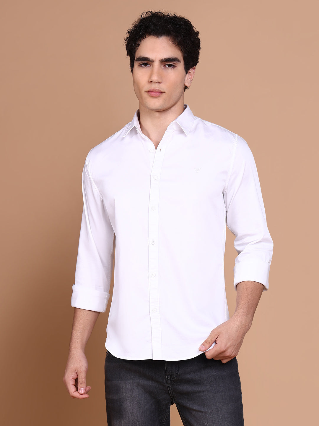 Men White Solid Shirt