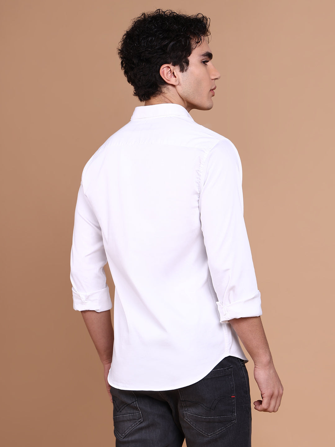 Men White Solid Shirt