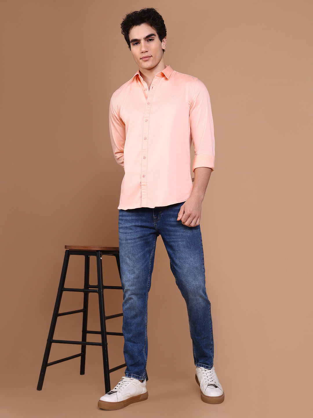 Men Peach Solid Shirt