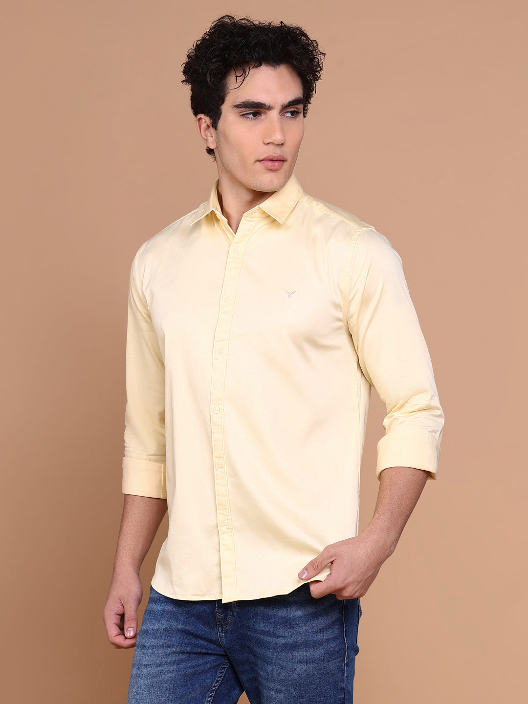 Men Yellow Solid Shirt