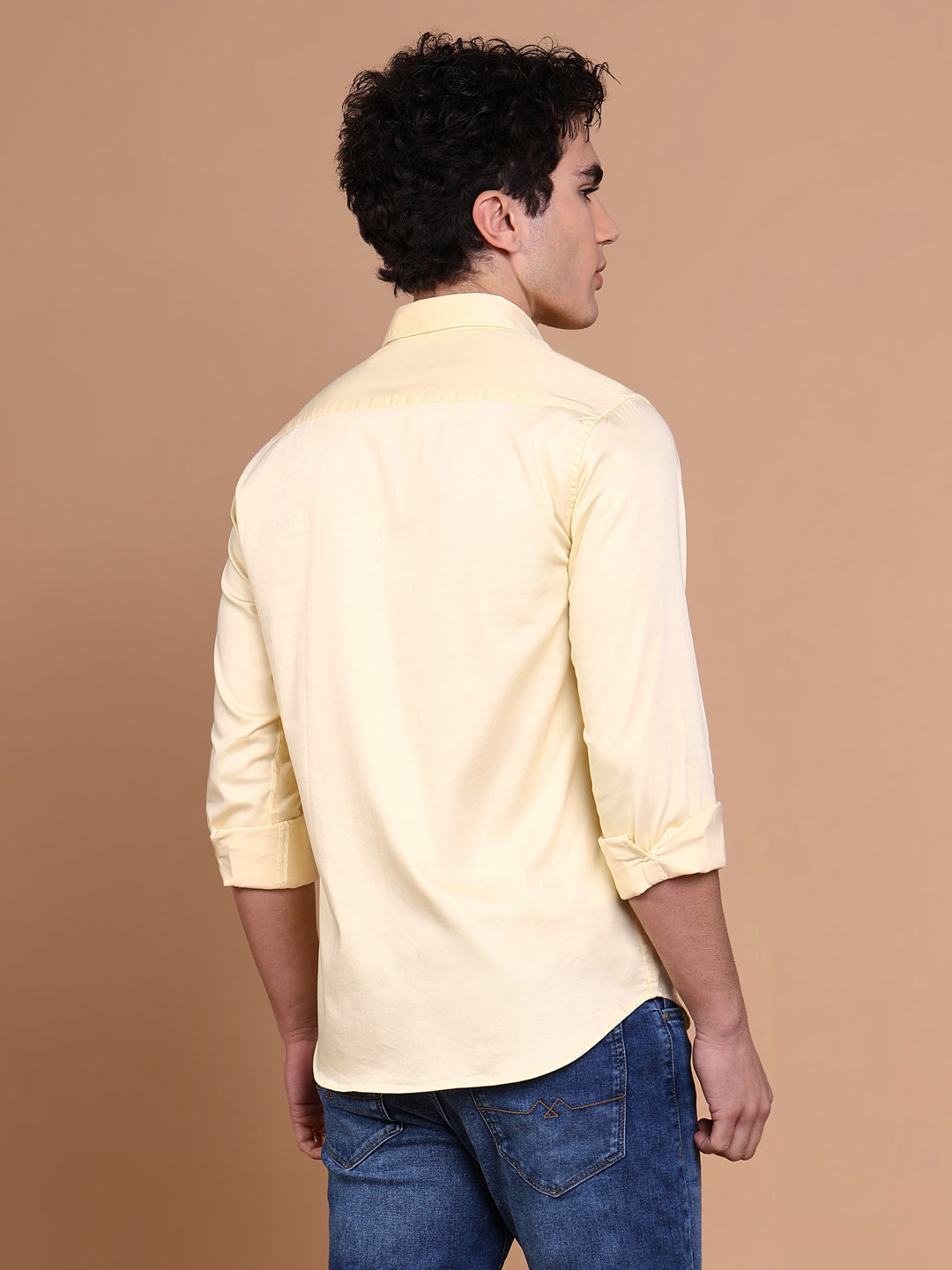 Men Yellow Solid Shirt