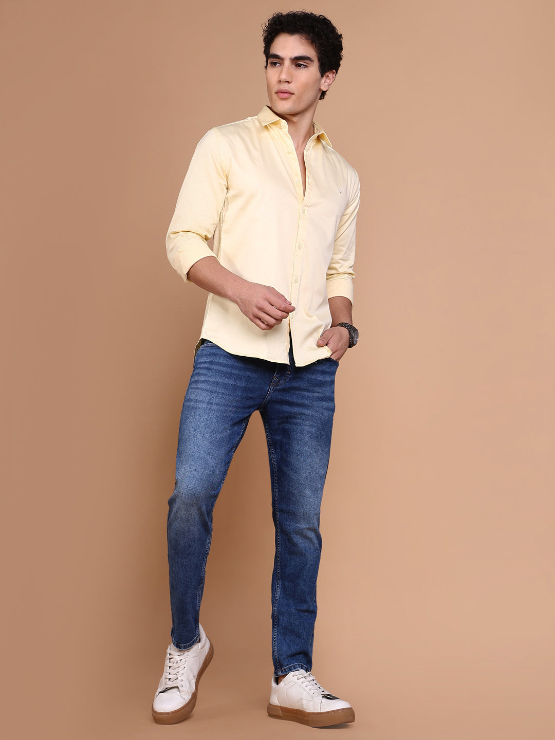 Men Yellow Solid Shirt