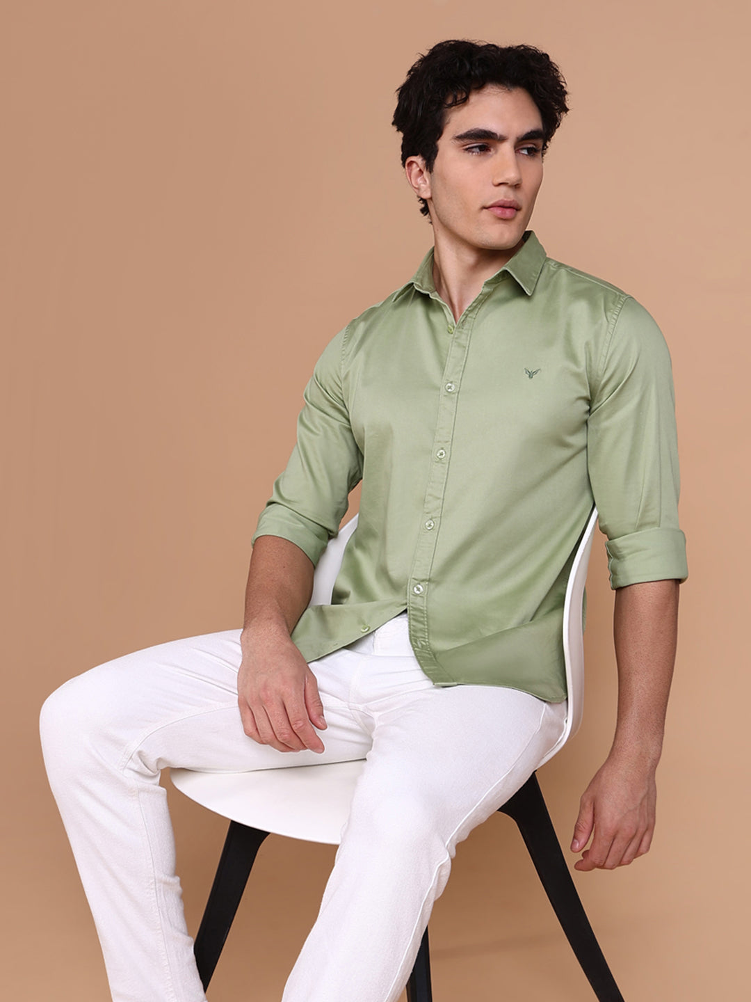 Men Green Solid Shirt