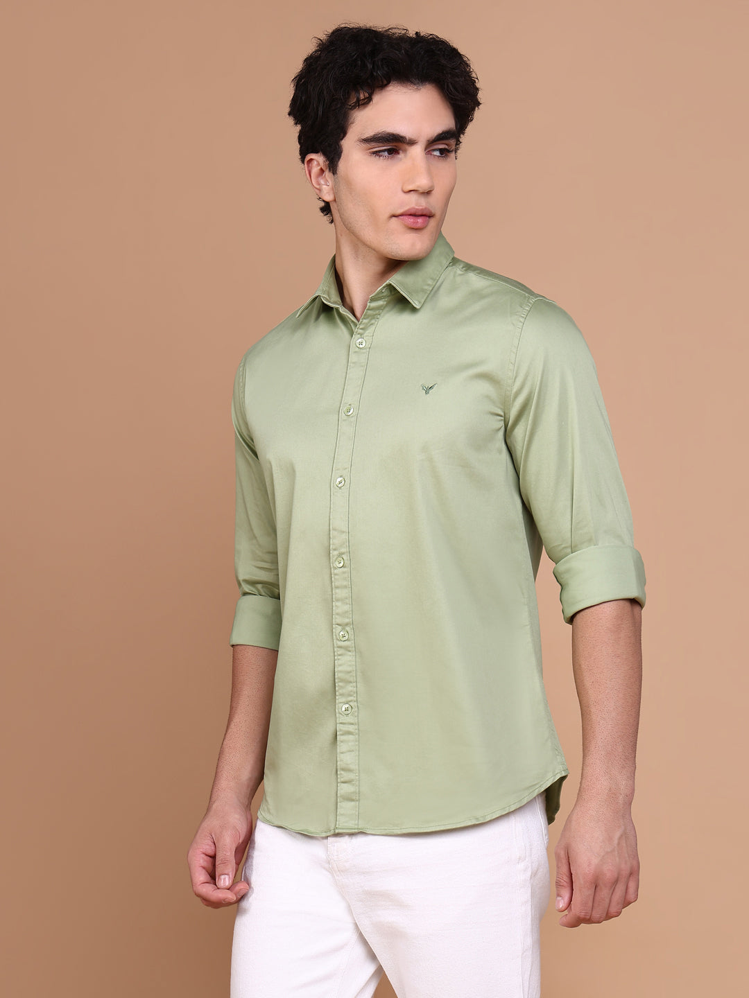 Men Green Solid Shirt