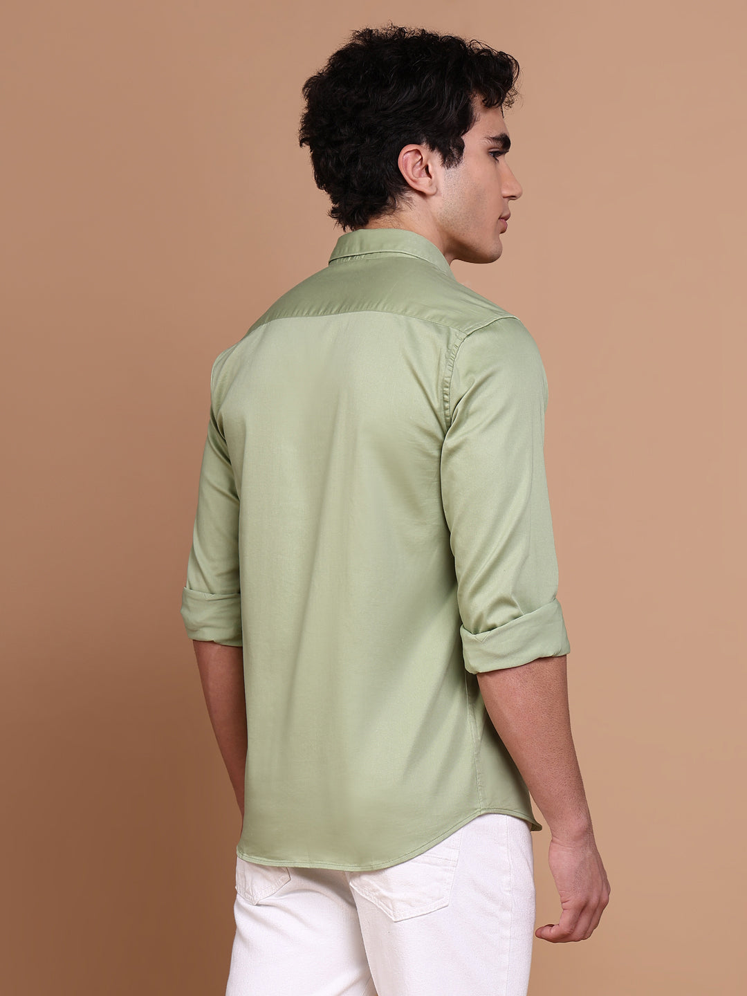 Men Green Solid Shirt