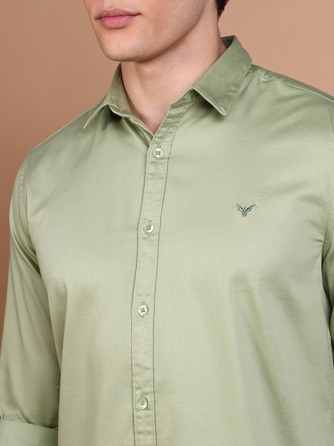 Men Green Solid Shirt