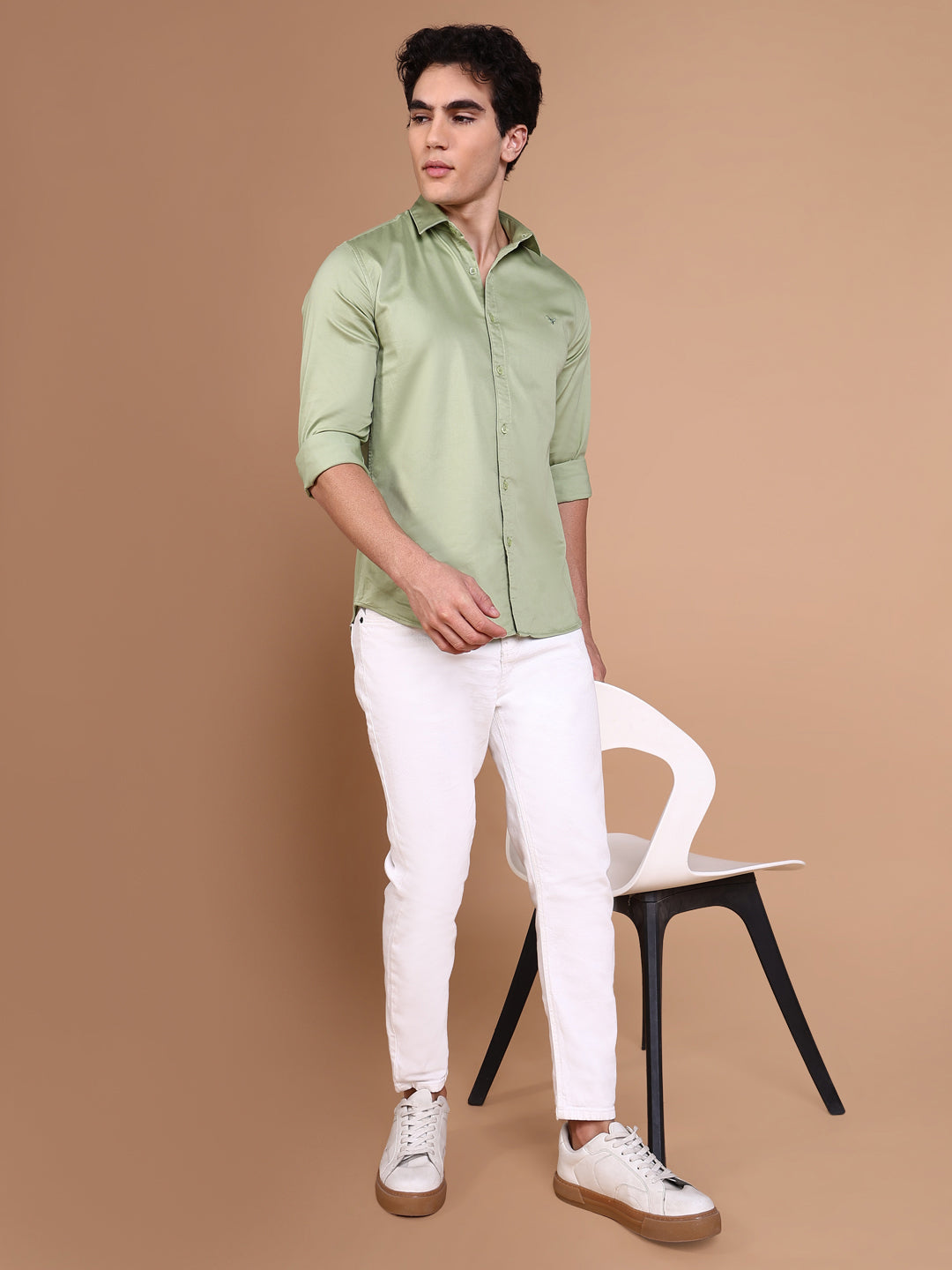 Men Green Solid Shirt