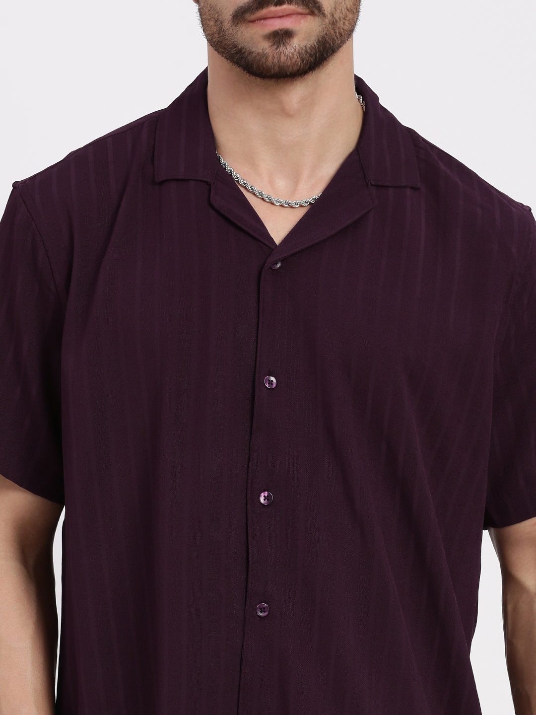 Men Purple Solid Co Ords Set