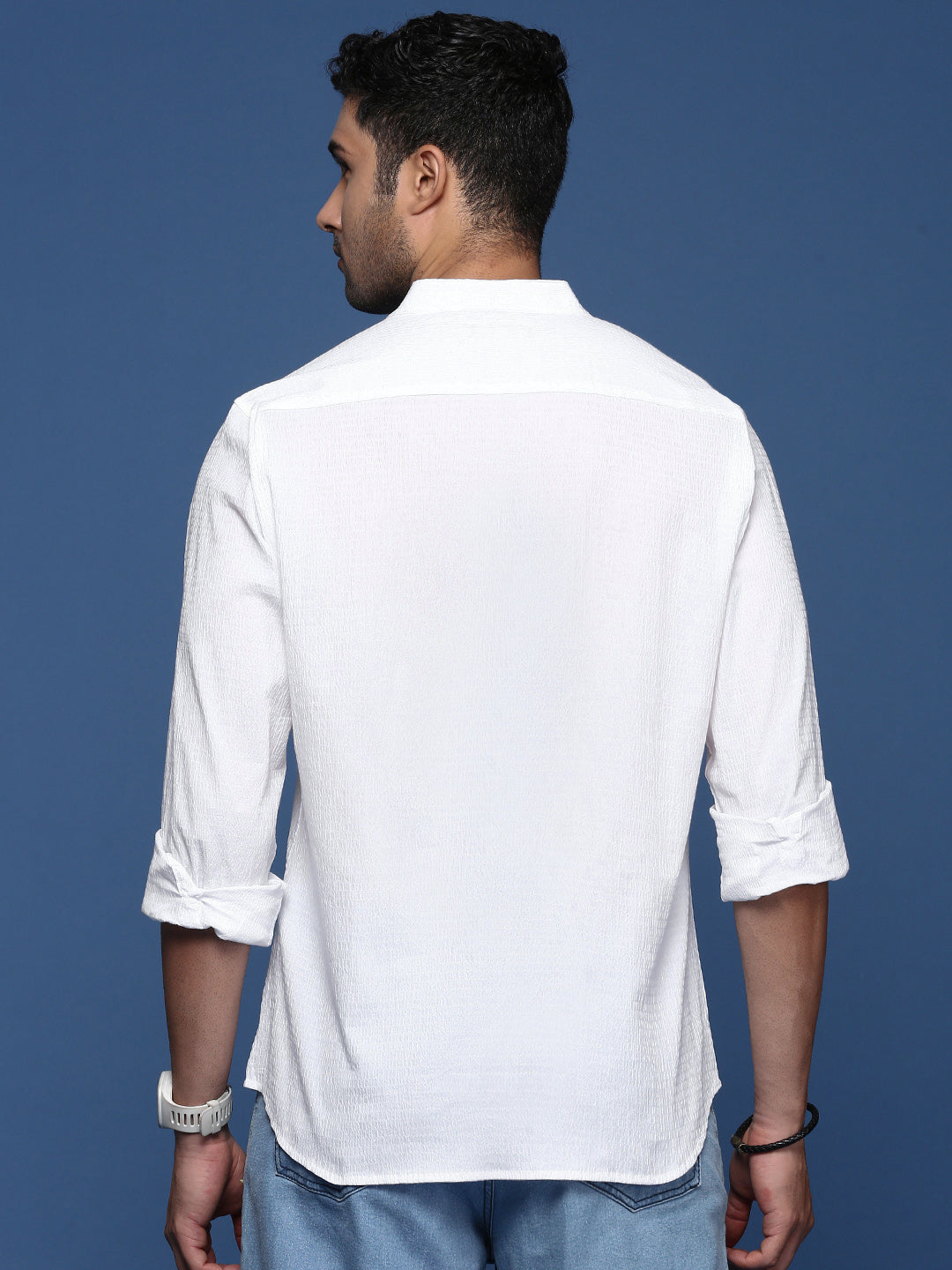 Men Solid White Slim Fit Shirt