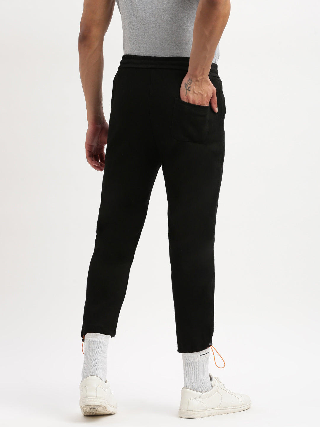 Men Slim Fit Solid Black Track Pant