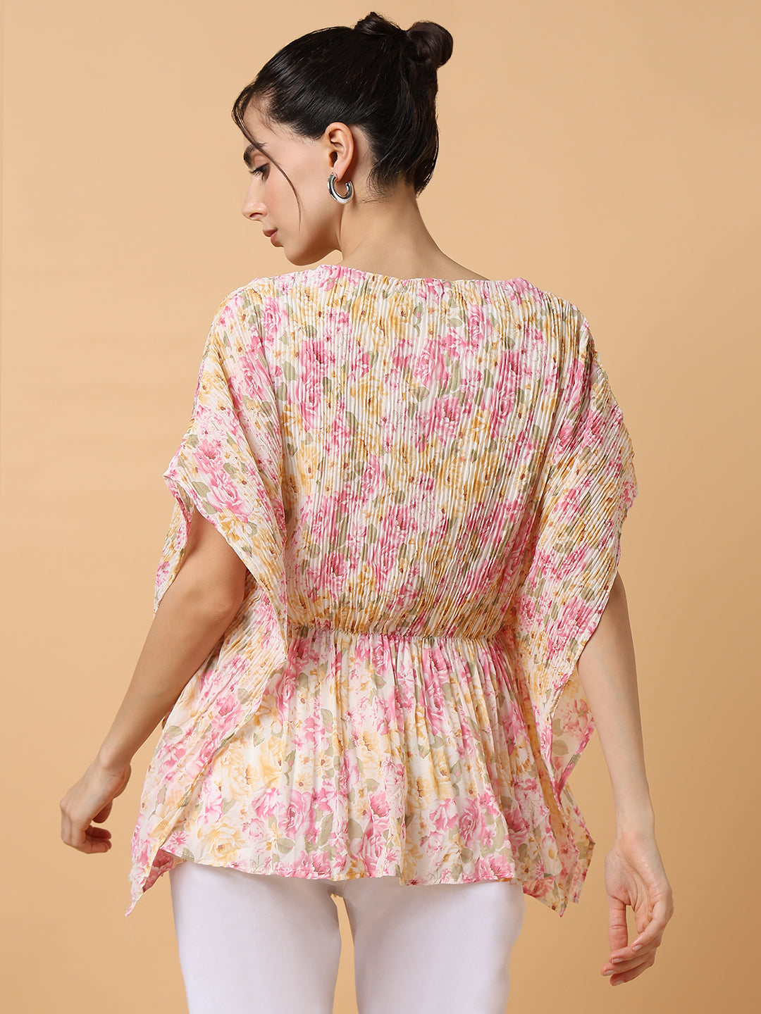 Women Pink Floral Kaftan Top