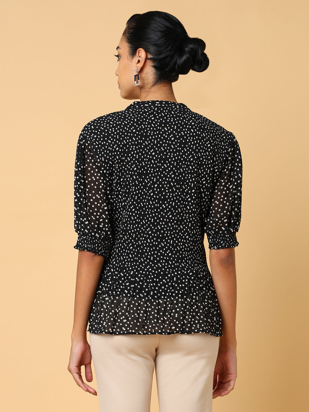 Women Black Polka Dots Top