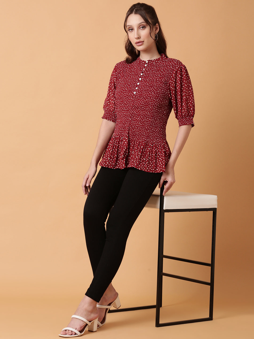 Women Red Polka Dots Top