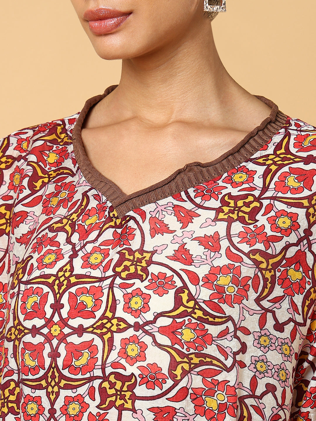 Women Red Graphic Top