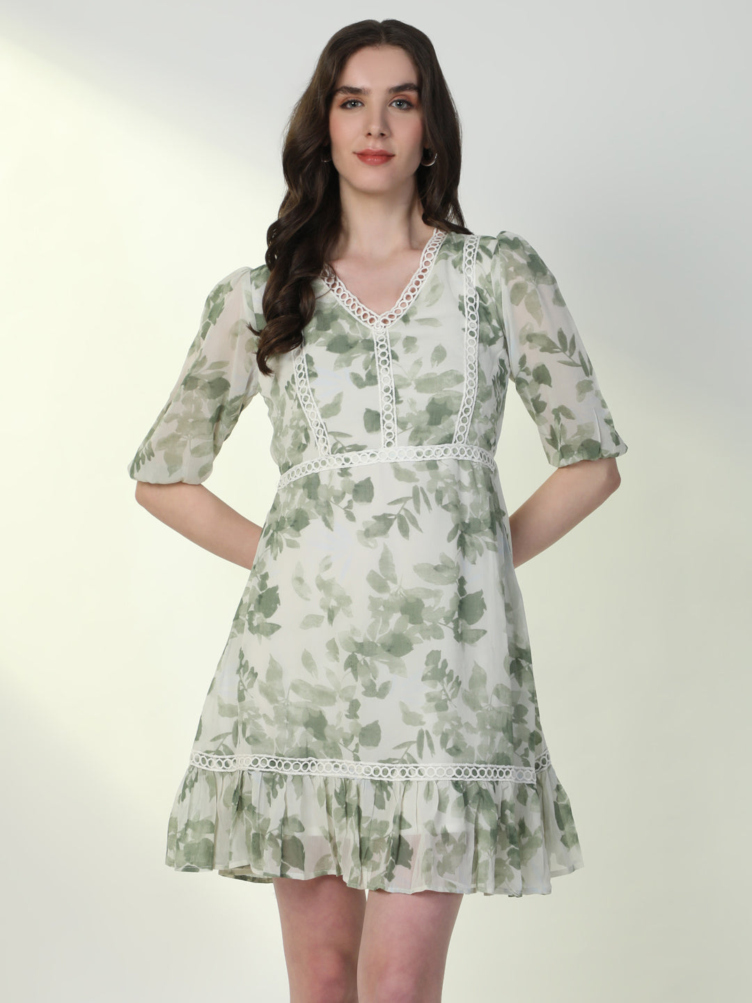 Women Floral Green A-Line Dress