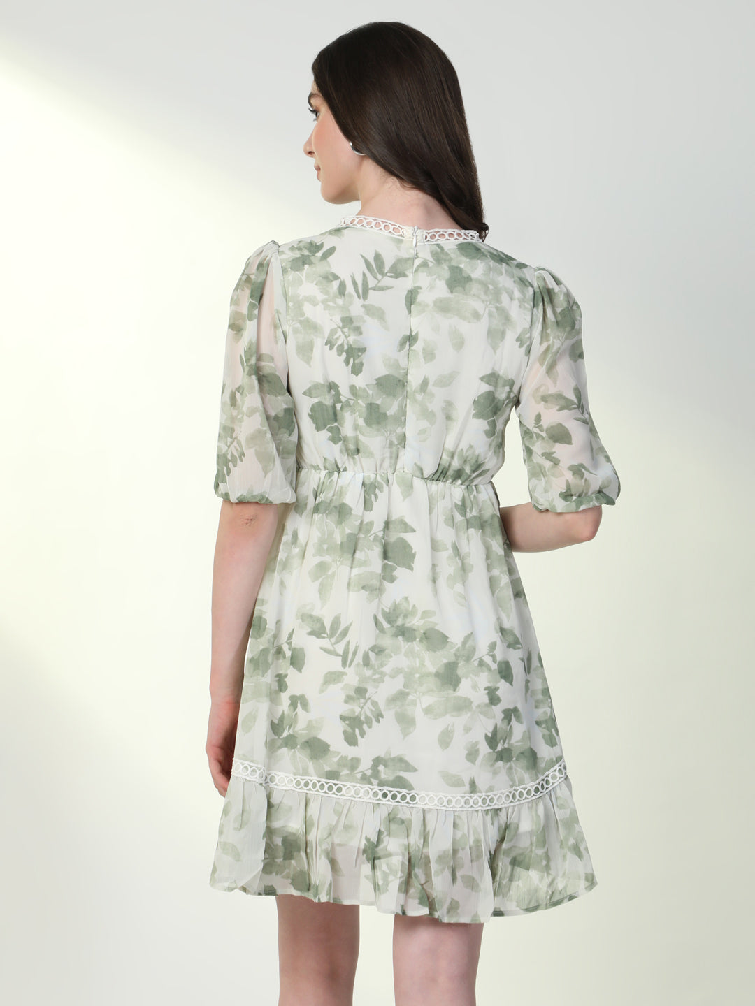 Women Floral Green A-Line Dress