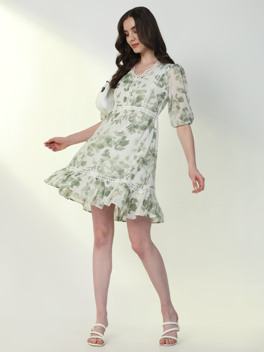 Women Floral Green A-Line Dress