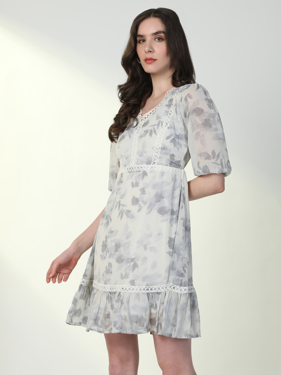 Women Floral Grey A-Line Dress